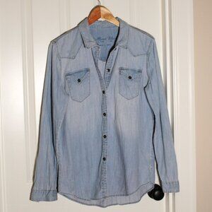 Bullhead Black pacsun blue chambray work shirt button up Large